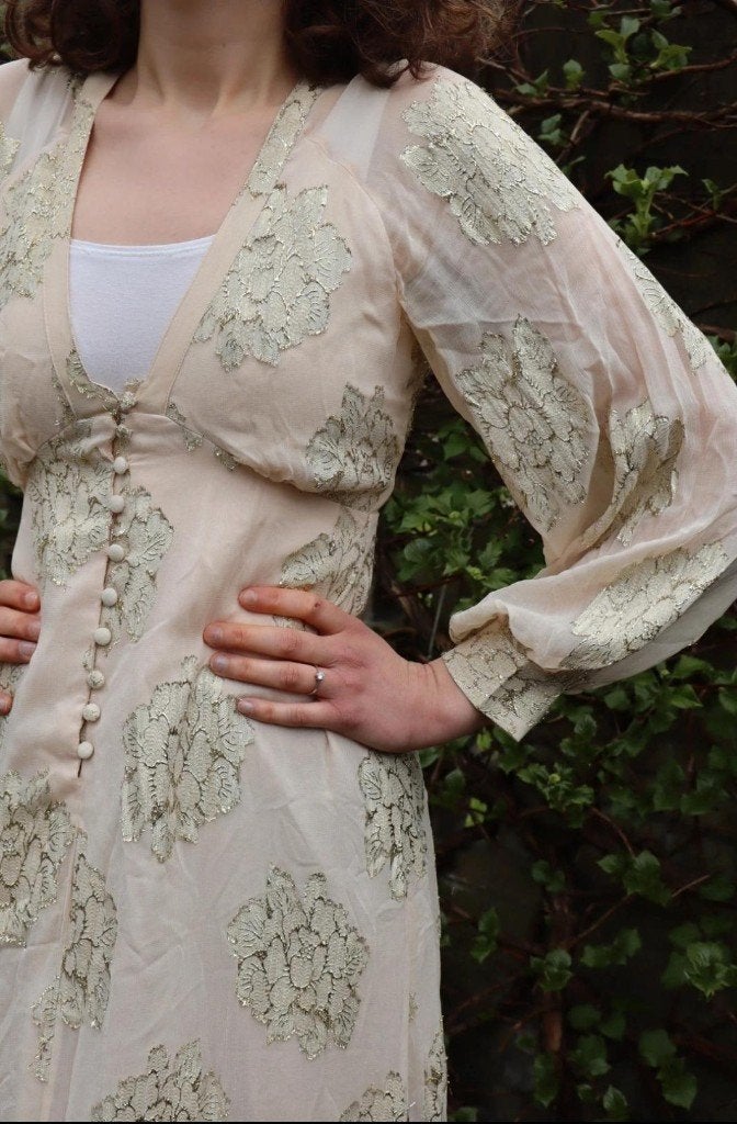 Feestjurk Asos Design maat S, Kleding | Dames, Asos Design, Galajurk, Beige, Ophalen of Verzenden