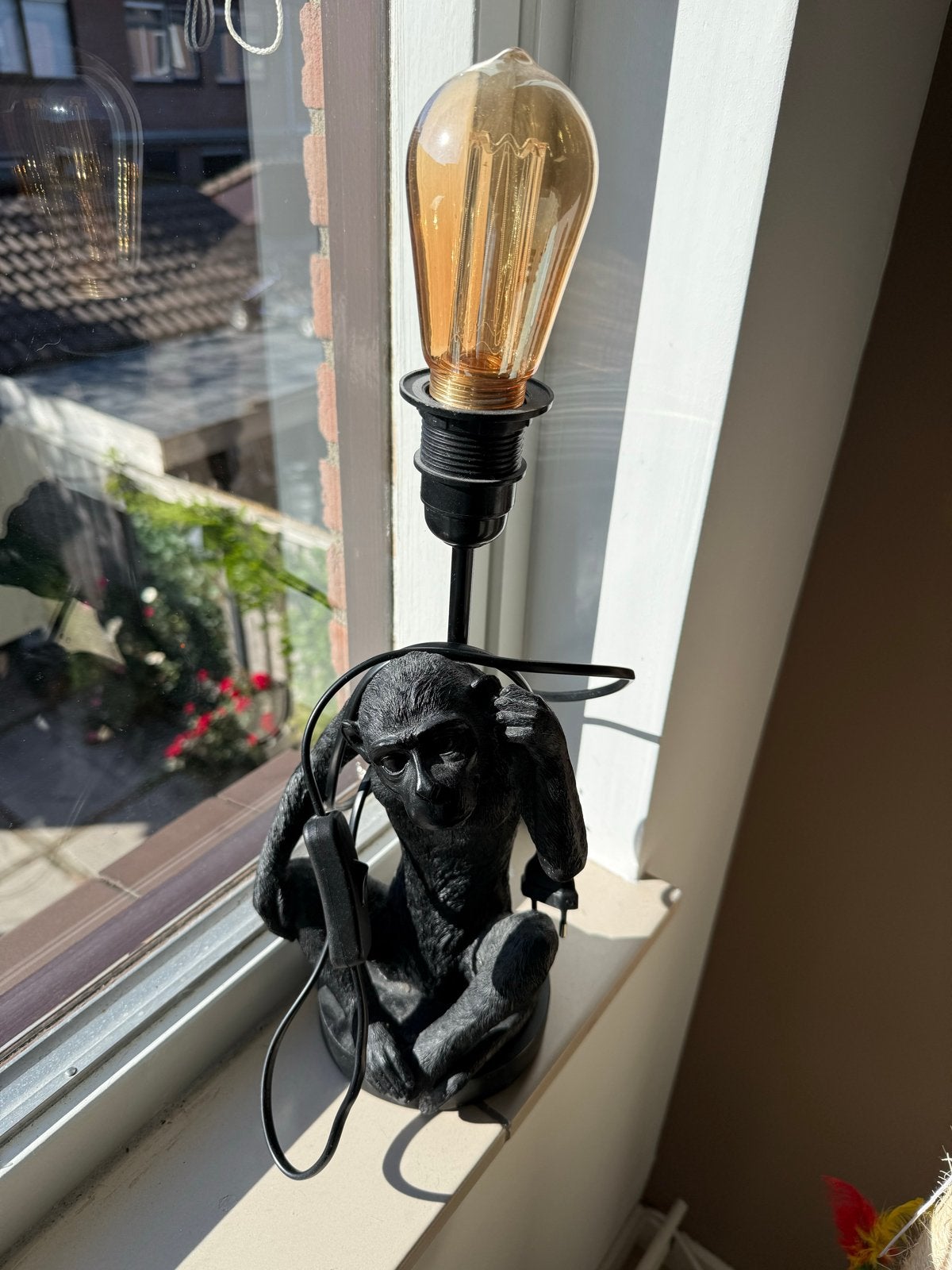 Apenlamp - Unieke Tafellamp in Zwart Design, E27 (groot), Zo goed als nieuw, Zwart, Modern