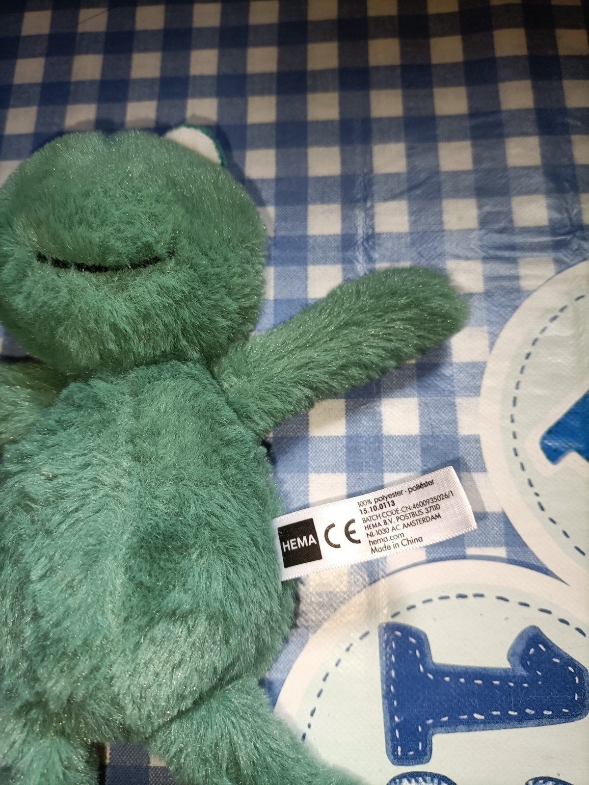 Hema oude kikker knuffel groen 21 cm groot, Ophalen of Verzenden, Zo goed als nieuw