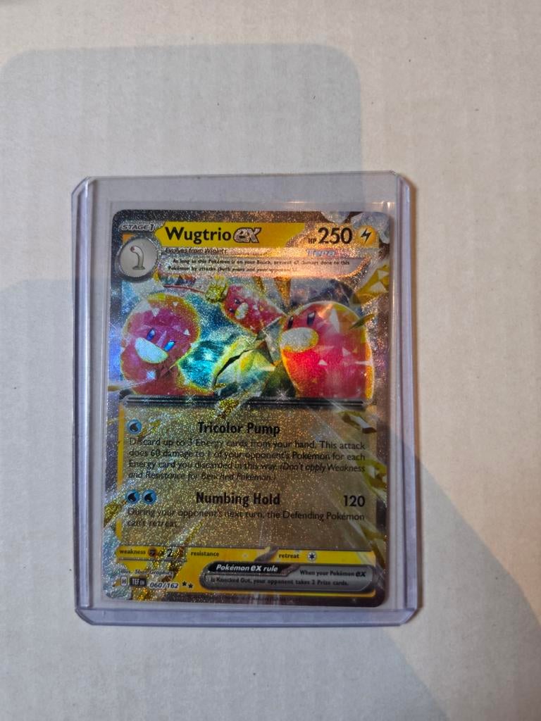 Wugtrio ex Pokémon kaart - Zeldzaam en Foil, Ophalen of Verzenden, Zo goed als nieuw, Losse kaart, Foil