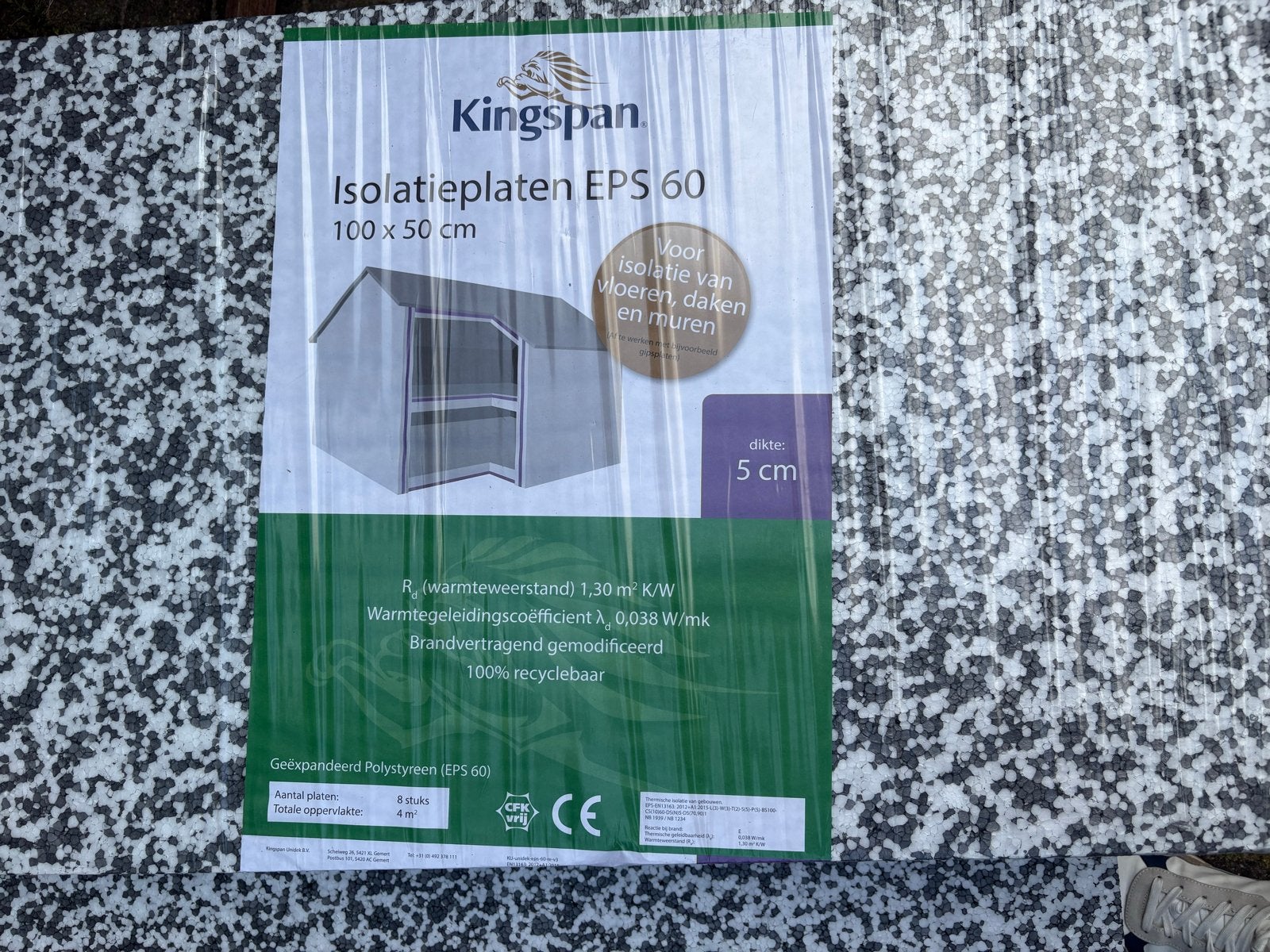 Kingspan Isolatieplaten EPS 60 - 12 stuks + reststukken, Ophalen, 4 tot 8 cm, 5 tot 10 m², Zo goed als nieuw
