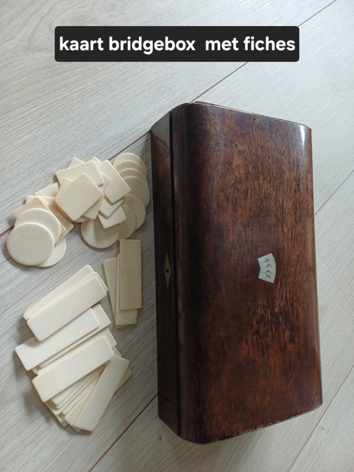 Kaart, bridgebox met fiches, Ophalen of Verzenden, Gebruikt