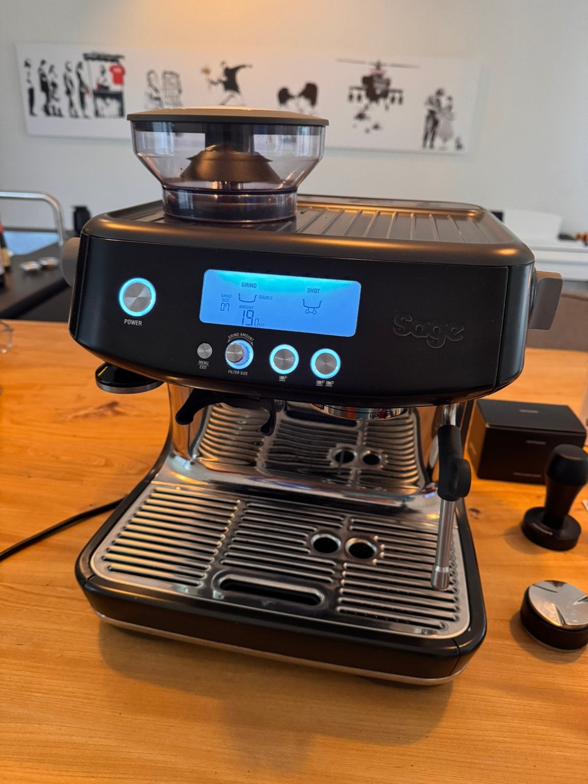 Sage Barista Pro Black Stainless, met veel extra accessoires, Ophalen of Verzenden, Zo goed als nieuw, Espresso apparaat