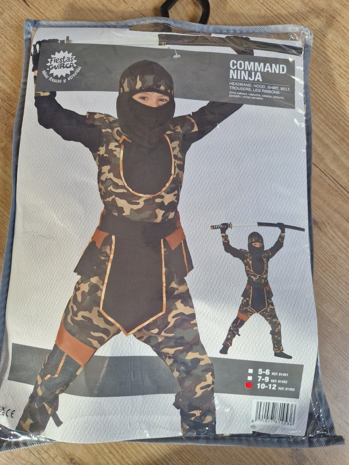 Command Ninja kostuum - Camouflage - Maat 10-12 jaar, Ophalen of Verzenden, Zo goed als nieuw, 146 t/m 152, Jongen of Meisje