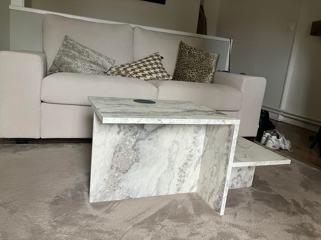 Salon tafletje marmer look, Huis en Inrichting, Tafels | Salontafels, Ophalen, 50 tot 100 cm, Zo goed als nieuw, Minder dan 50 cm