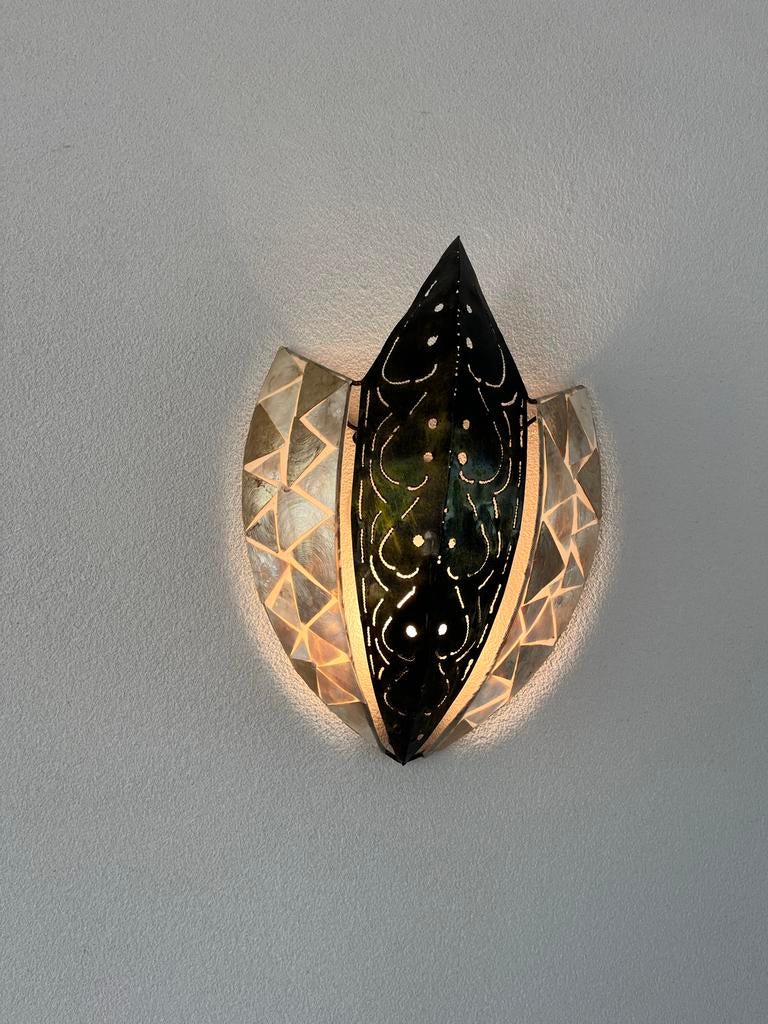 3 Unieke wandlampen met mozaïek, Ophalen, Zo goed als nieuw, Metaal