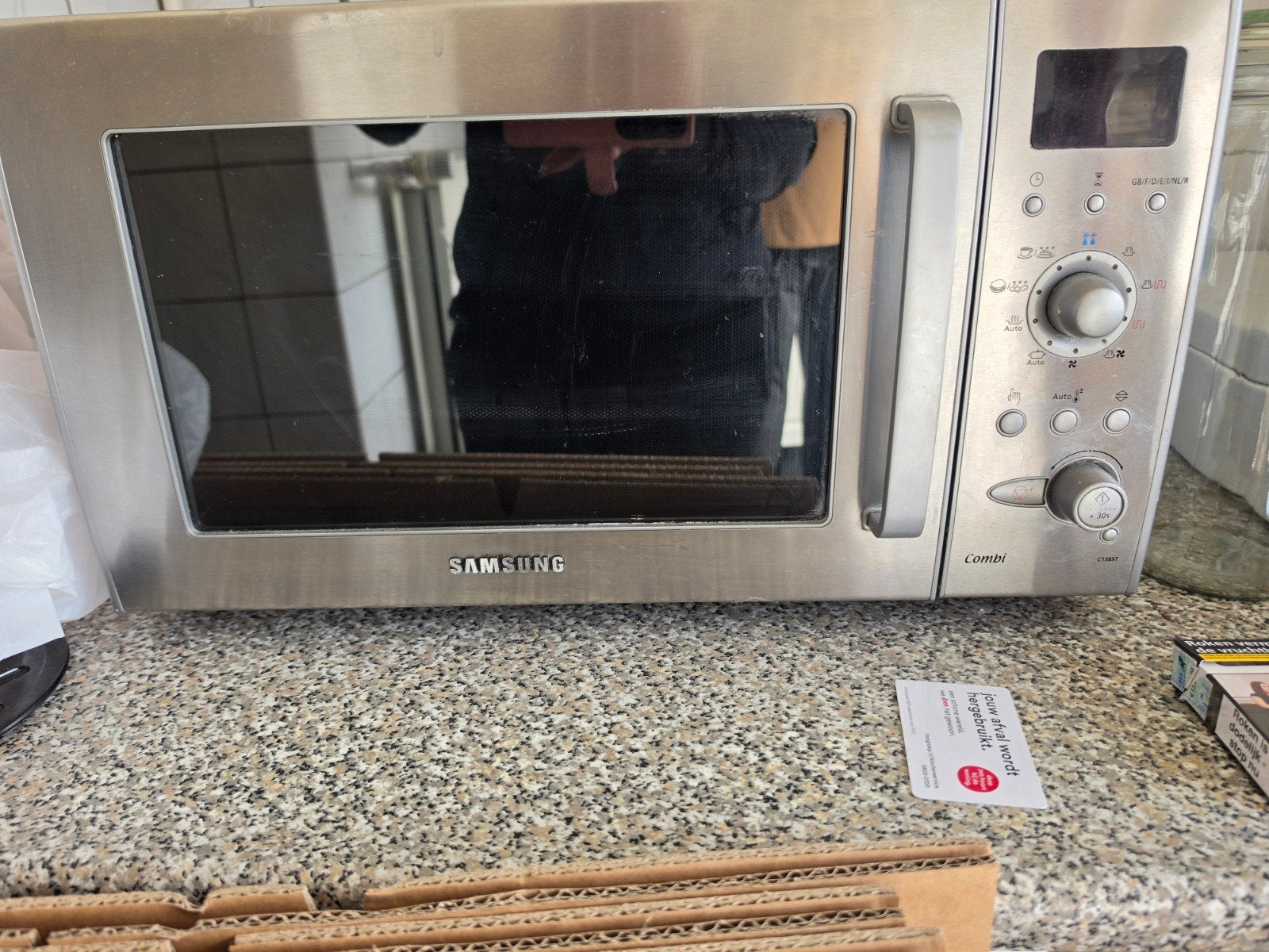 Samsung Combi Magnetron - Zilverkleurig en Compact, Witgoed en Apparatuur, Ophalen, Combimagnetron, Gebruikt, Draaiplateau