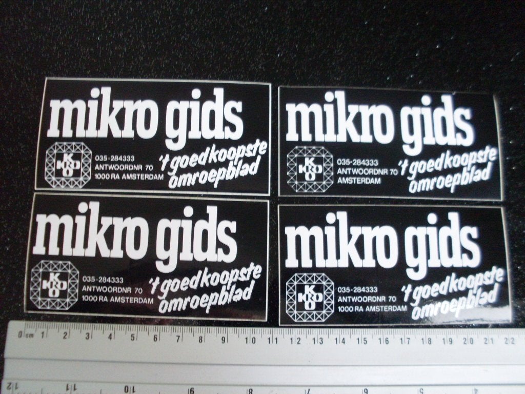 4x sticker kro mikro gids 't goedkoopste omroepblad tv gids, Verzenden, Zo goed als nieuw, Film, Tv of Omroep