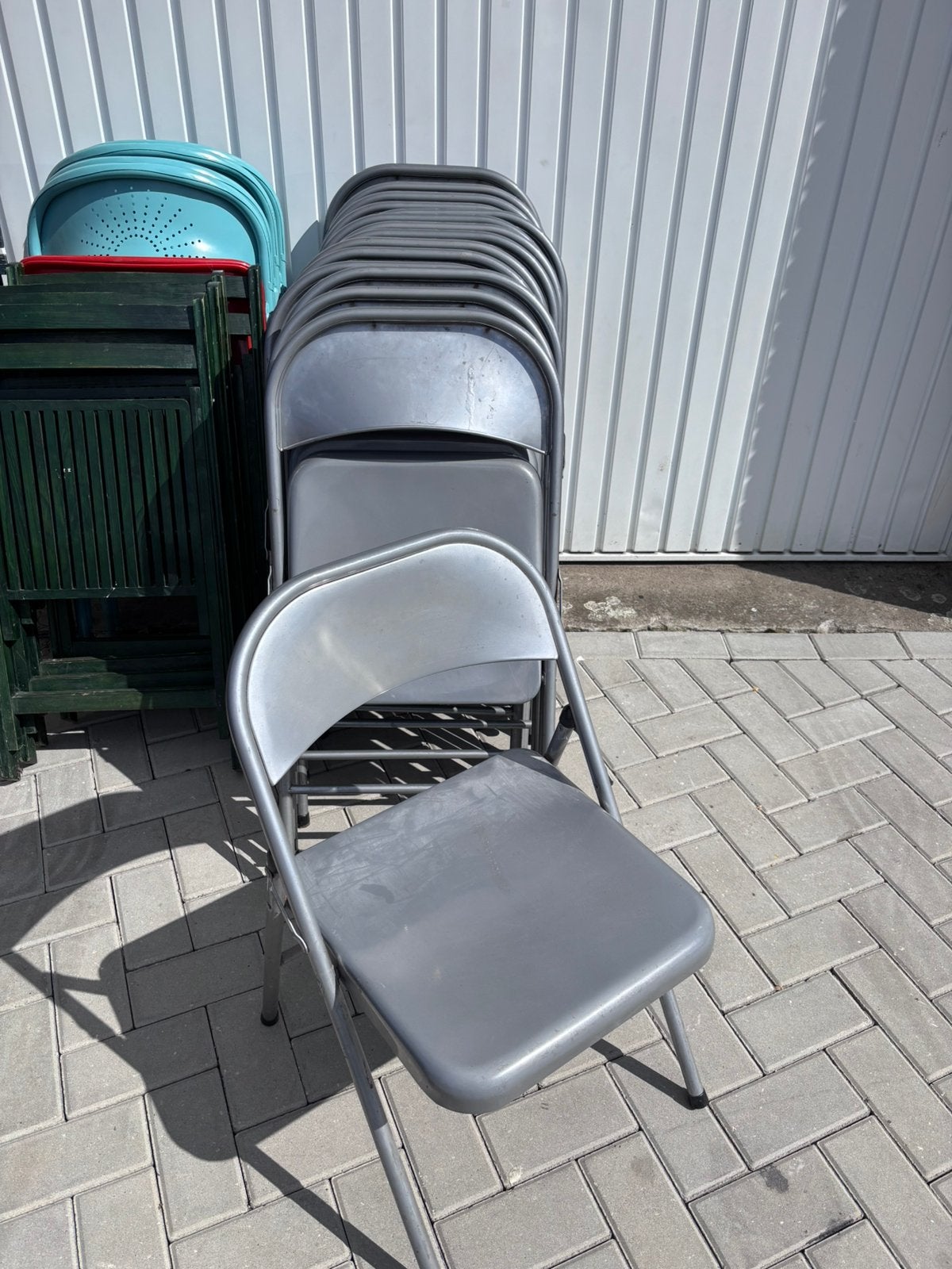 Partij metalen klapstoelen, Ophalen, Gebruikt, Onbekend, Onbekend