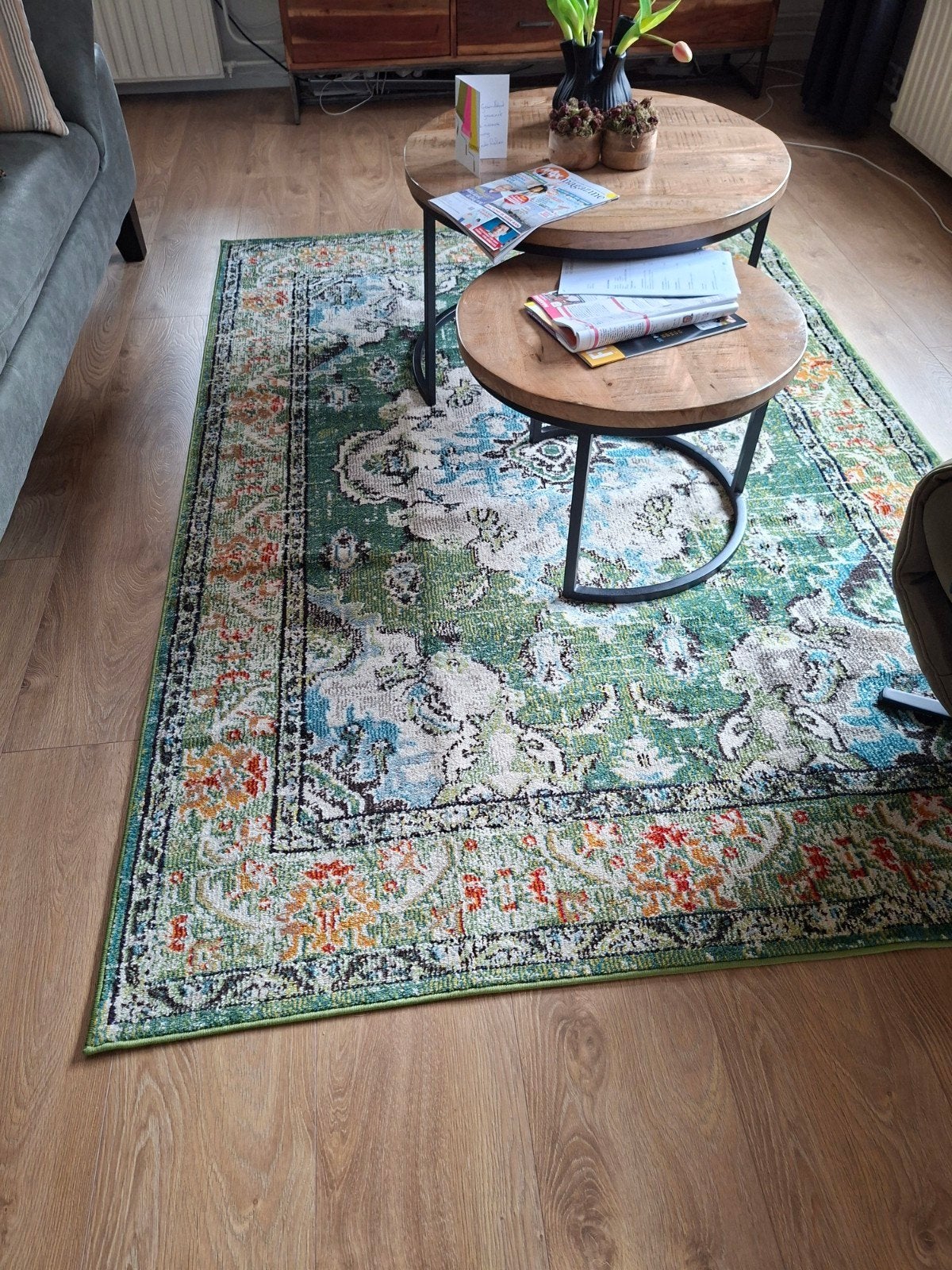Vloerkleed met kleurrijk patroon, 1.60-2.30m, Ophalen, 100 tot 150 cm, Bohemian, Klassiek, Modern, Zo goed als nieuw