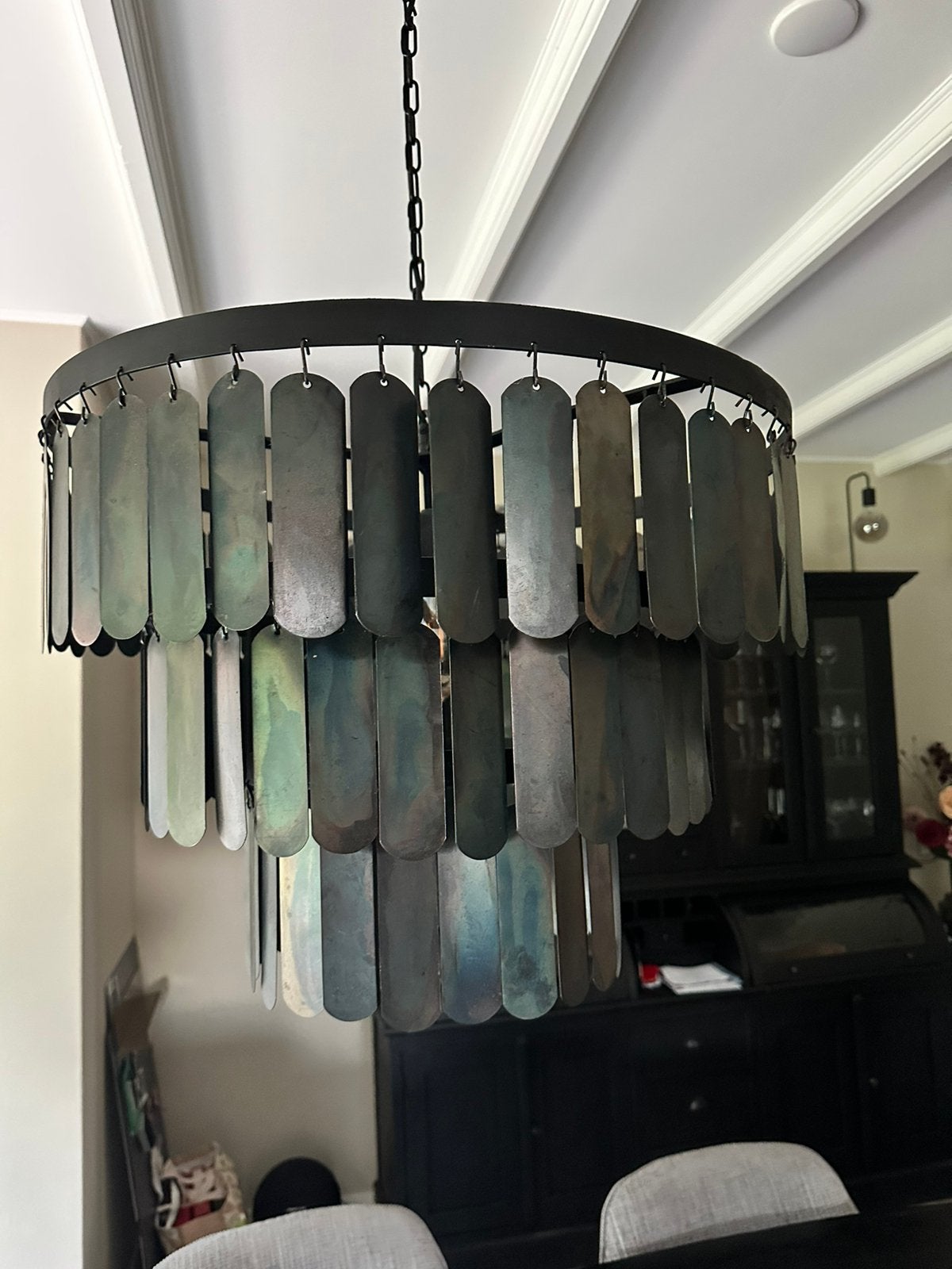 Metalen schijfjes hanglamp 50 cm, Ophalen, Zo goed als nieuw