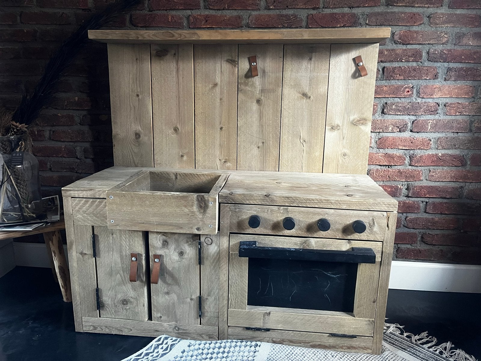 Houten speelkeuken Jorgs steigerhout met veel assesoires, Ophalen, Zo goed als nieuw, Hout, Speelkeuken