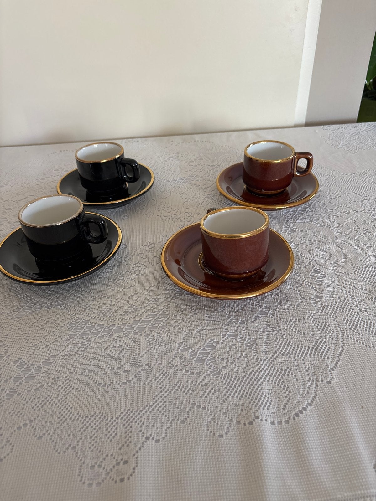 Set van 4 vintage Delaunay & Suzor espresso kopjes, Ophalen of Verzenden