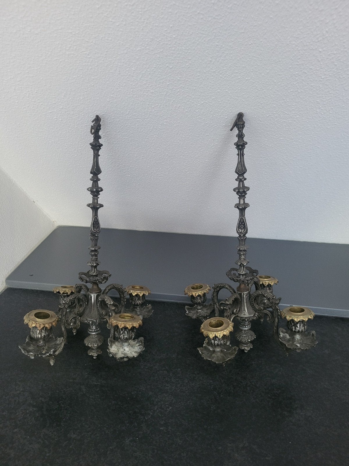 Antieke kandelaars - set van 2, Antiek en Kunst, Ophalen of Verzenden, Koper of Brons