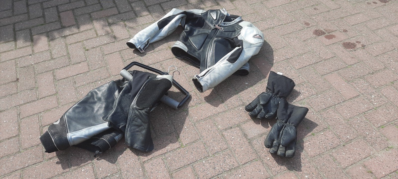 Motorpak (jas, broek, handschoenen) - Leer, Ophalen, Tweedehands, Heren, Combipak