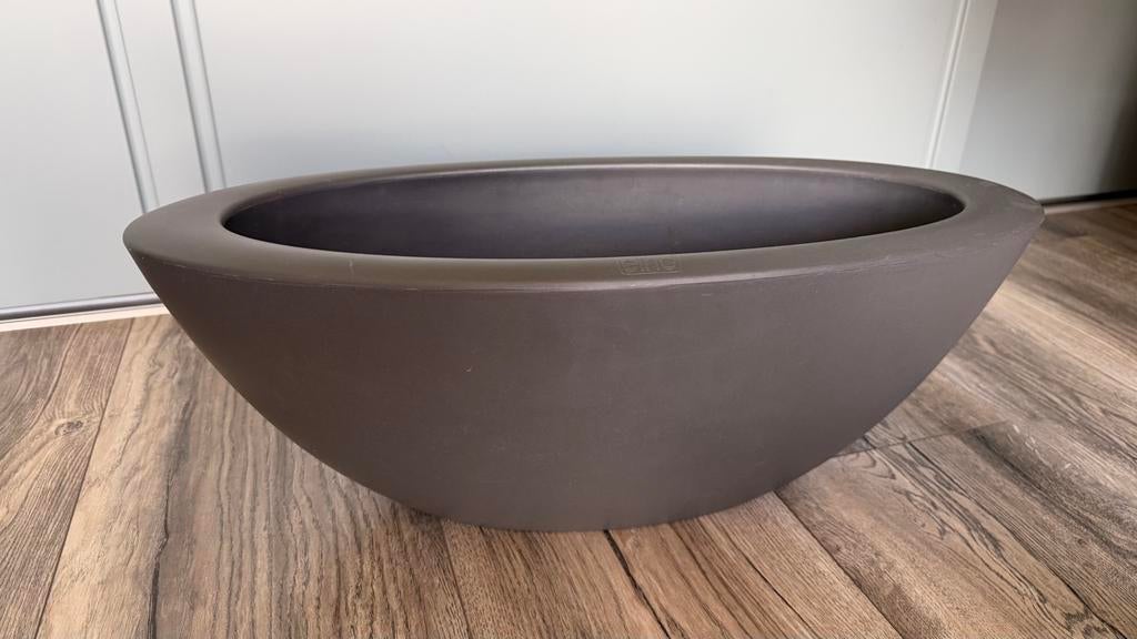 Ovale bloempot Taupe - 60cm (Elho Pure Soft), Kunststof, 40 cm of meer, Ophalen of Verzenden, Zo goed als nieuw
