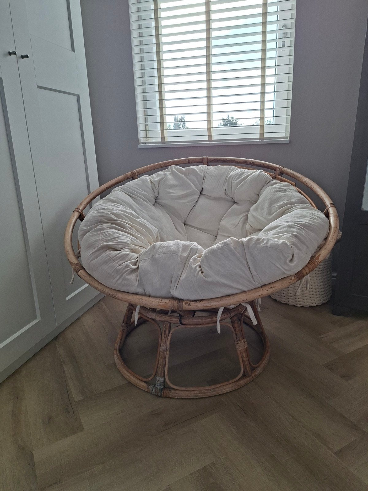 Te koop: een zeer comfortabele Papasan stoel, Ophalen, Bruin, Riet of Rotan, Zo goed als nieuw