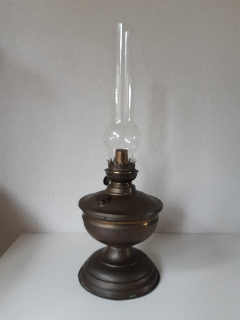 antieke koperen olielamp, Antiek en Kunst, Ophalen