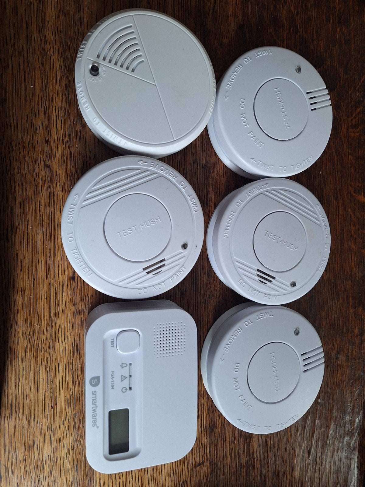5 rookmekders en 1 koolstofmonoxide melder incl batterijen, Detector, Sensor of Melder, Ophalen of Verzenden, Zo goed als nieuw