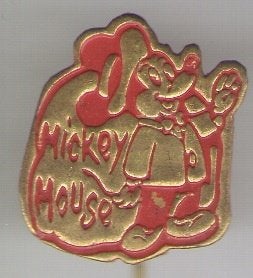 Mickey Mouse rood op koper stripfiguur speldje ( S_115), Verzenden, Nieuw, Figuurtje, Speldje of Pin