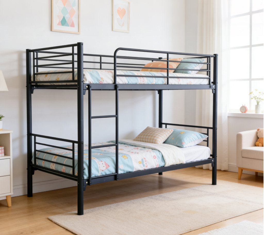 Tibo stapelbed - 90x200 - Zwart, Niet ingevuld, Niet ingevuld, Niet ingevuld
