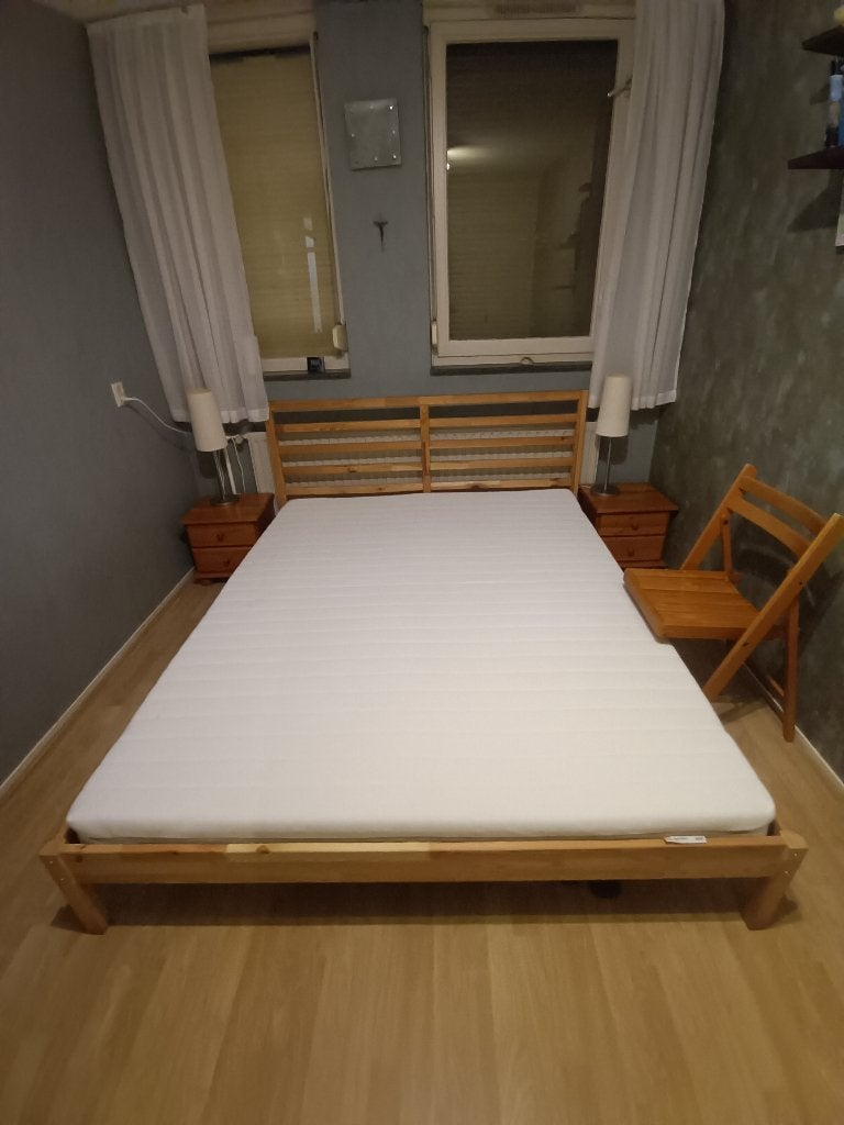 2 persoons grenen bed 160x200, Huis en Inrichting, Slaapkamer | Bedden, Ophalen, Overige kleuren, Grenen, Tweepersoons