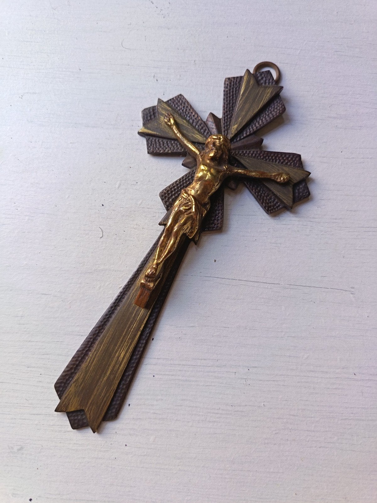 Antiek Kruisbeeld met Christusfiguur - Religieuze Kunst, Antiek en Kunst, Ophalen of Verzenden