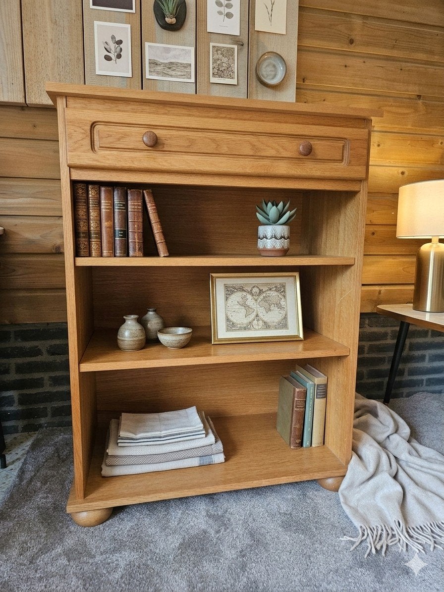 Houten Boekenkastje met Lade - 33x18x42 cm, Ophalen, Met plank(en), Minder dan 50 cm, Gebruikt