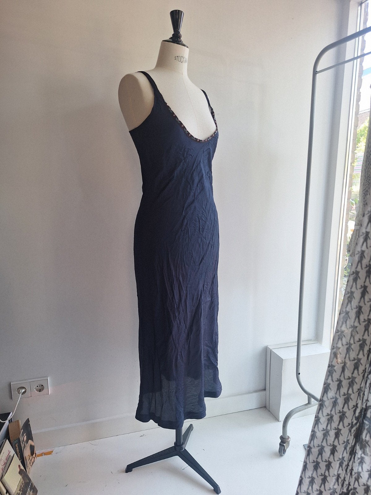 vintage Comme des Garçons jurk bias midnight blue 36-40, Kleding | Dames, Maat 38/40 (M), Blauw, Nieuw, Ophalen of Verzenden