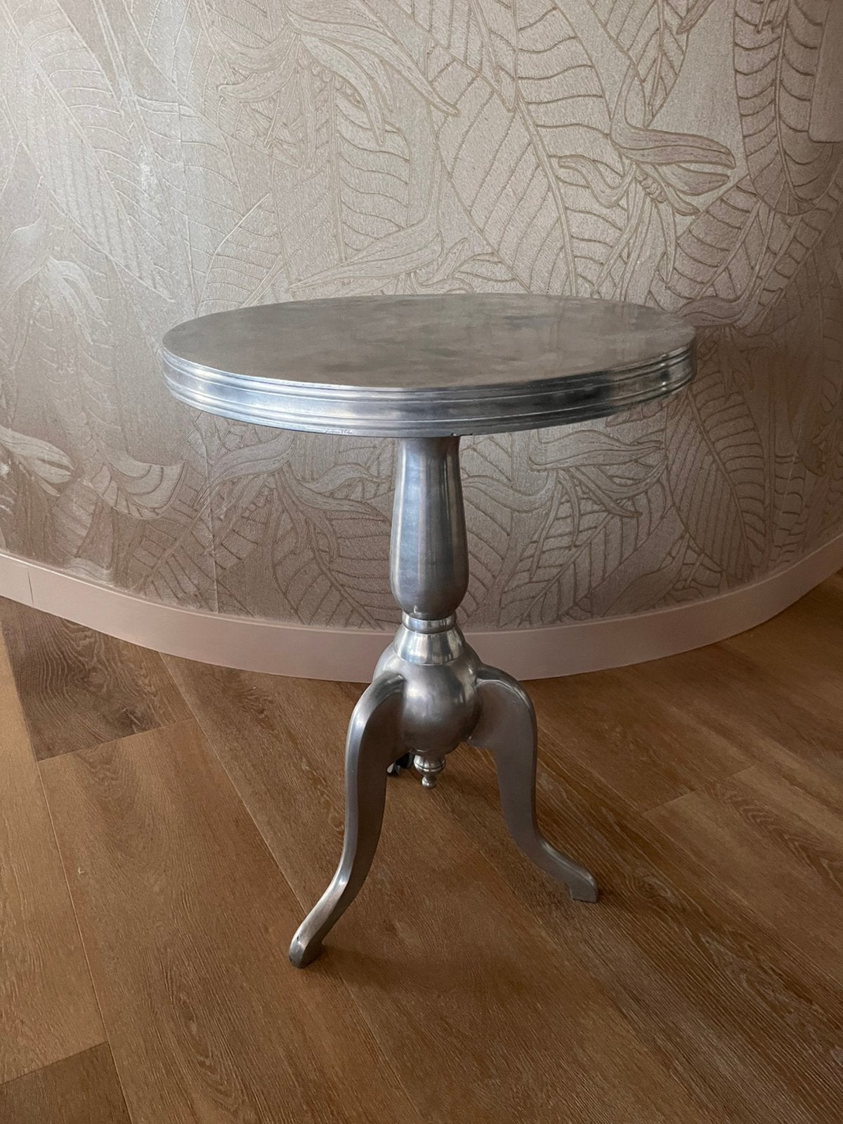 Zilveren bijzettafel, Ophalen, Minder dan 55 cm, Metaal of Aluminium, Rond