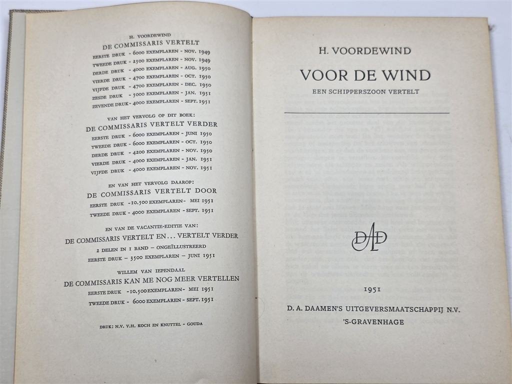 Voor de Wind — Schippersleven Verhaal 1951, Gebruikt, -, Verzenden, -