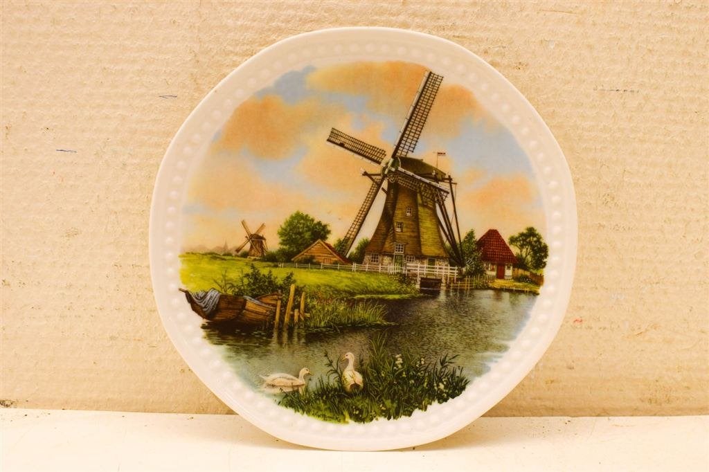 Royal Schwabap porseleinen wandbord met prent van een molen, Ophalen of Verzenden, Gebruikt