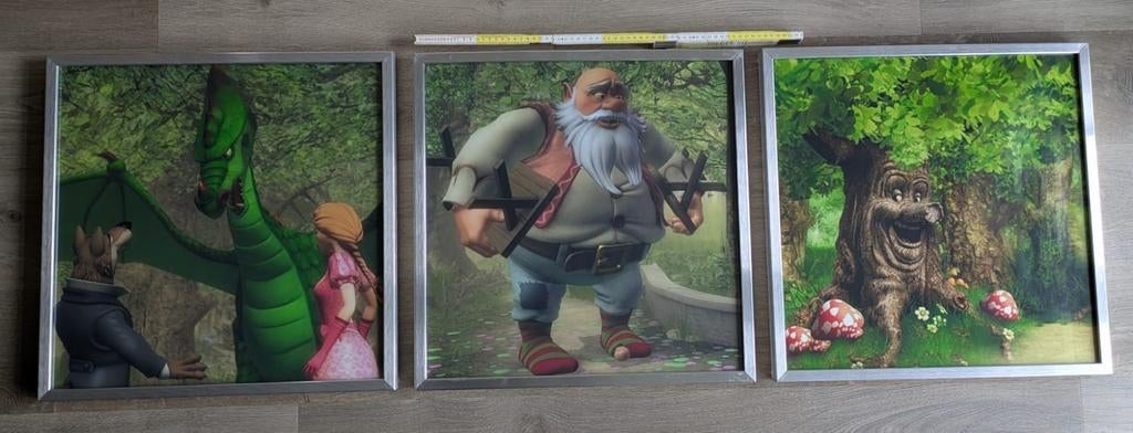3D Lenticulaire Prints Sprookjesfiguren in Lijst, Ophalen, Gebruikt, 50 tot 75 cm, Print