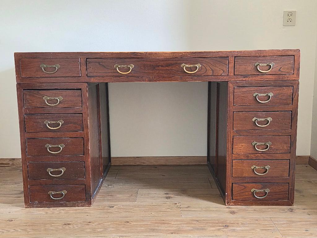 antiek houten bureau, Ophalen, Met lades, Gebruikt, Hout