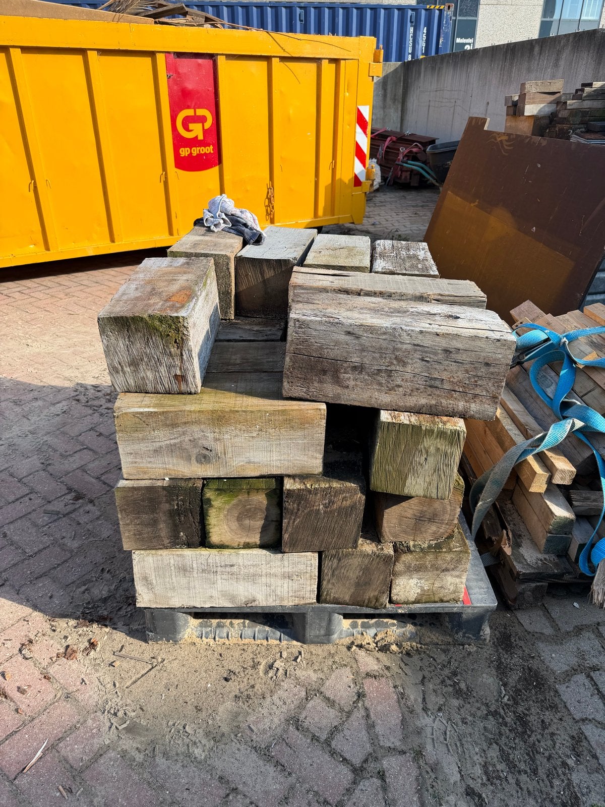 Azobe hardhouten blokken 20x20x50 cm - Min. afname 25 st., Ophalen, Gebruikt, 50 mm of meer, Balk