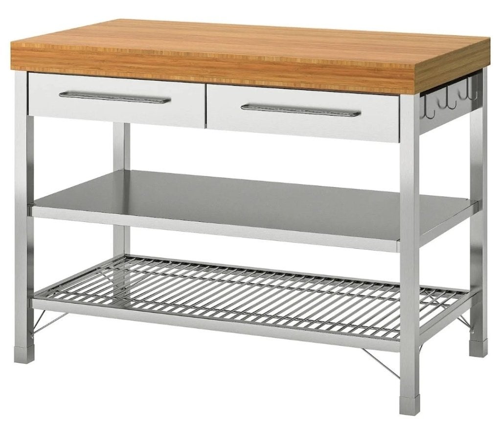 IKEA RIMFORSA Keukeneiland / Werktafel – RVS & Bamboe, Overige typen, Ophalen, Gebruikt