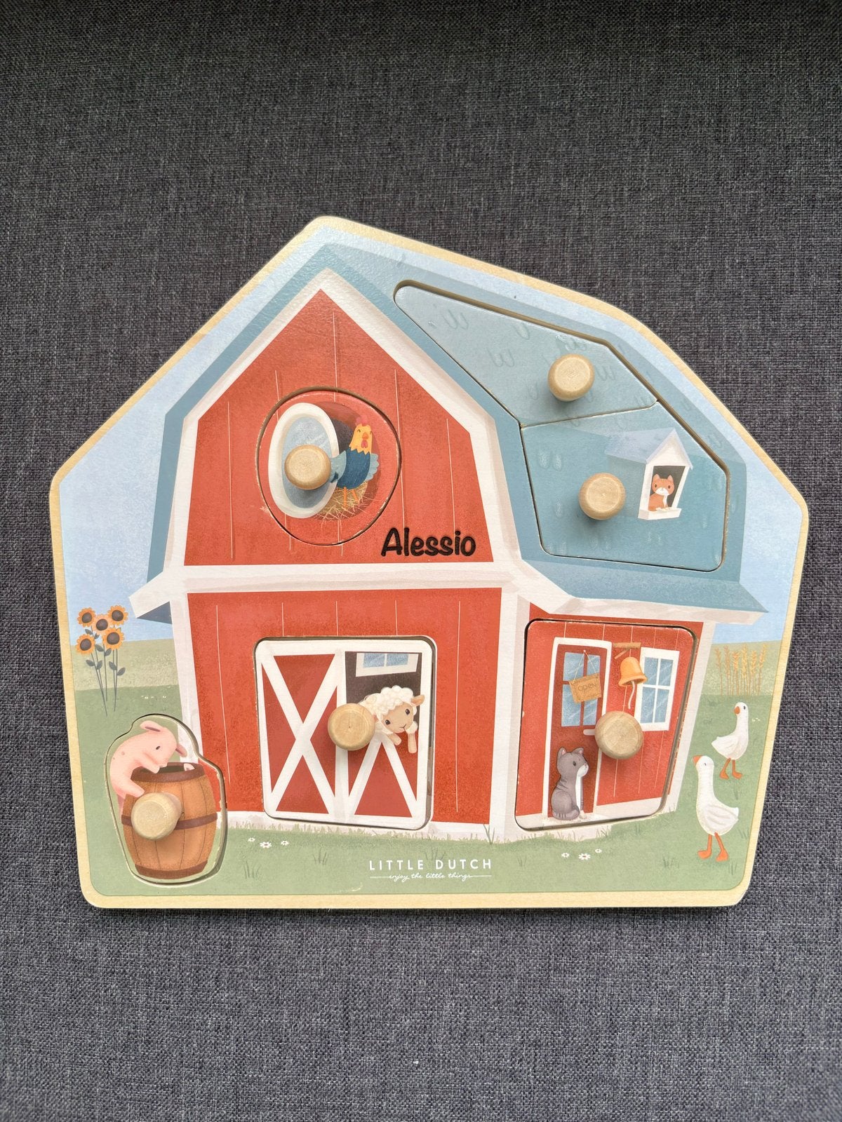 Little Dutch Houten Boerderij Puzzel Alessio, Ophalen of Verzenden, Zo goed als nieuw, Van hout, Minder dan 10 stukjes