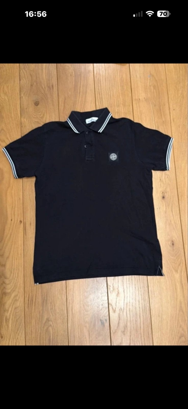 Stone Island Junior Polo Shirt Zwart Maat 170, Ophalen of Verzenden, Zo goed als nieuw, Jongen, Shirt of Longsleeve