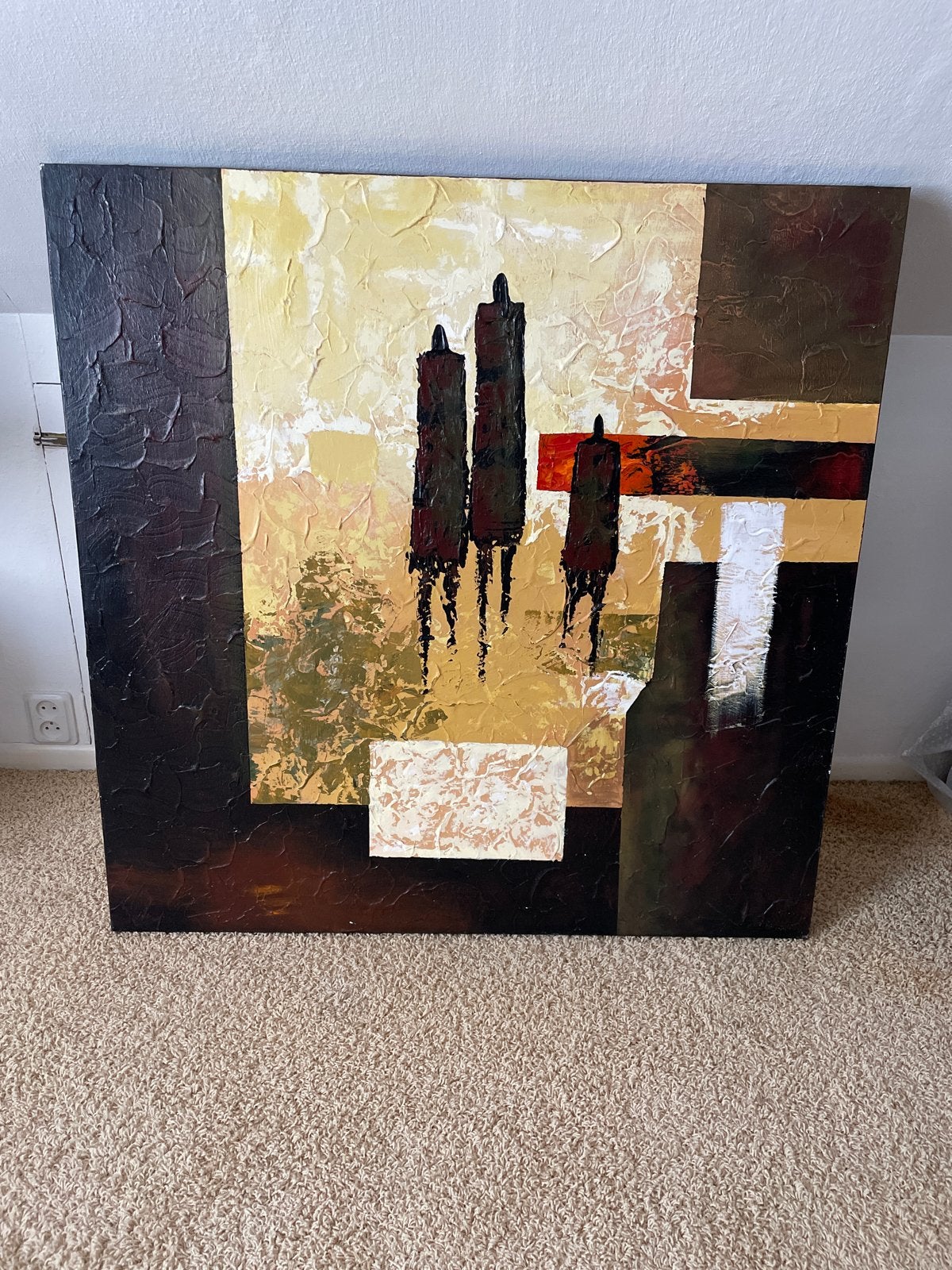 Abstract Schilderij met Textuur en Figuren, Ophalen