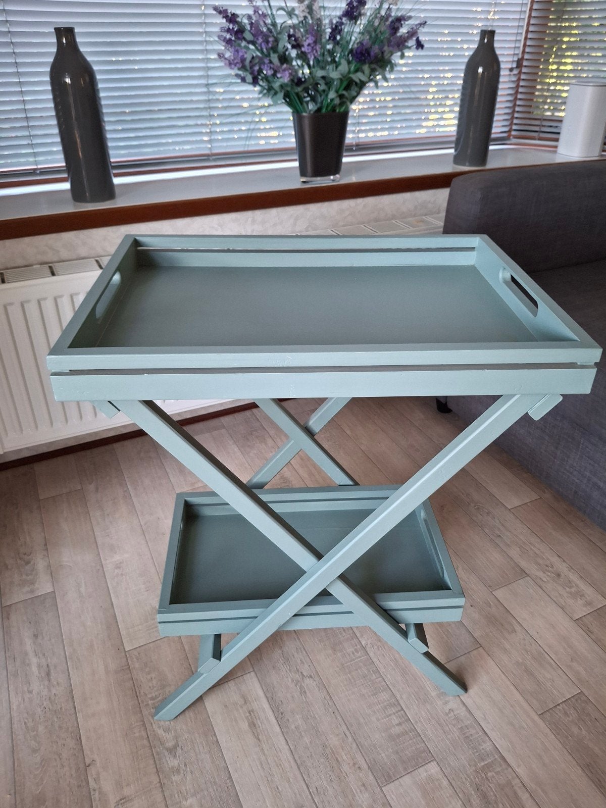 serveer meubeltje petrolgroen/blauw, Huis en Inrichting, Woonaccessoires | Dienbladen, Ophalen, Zo goed als nieuw, Handgemaakt