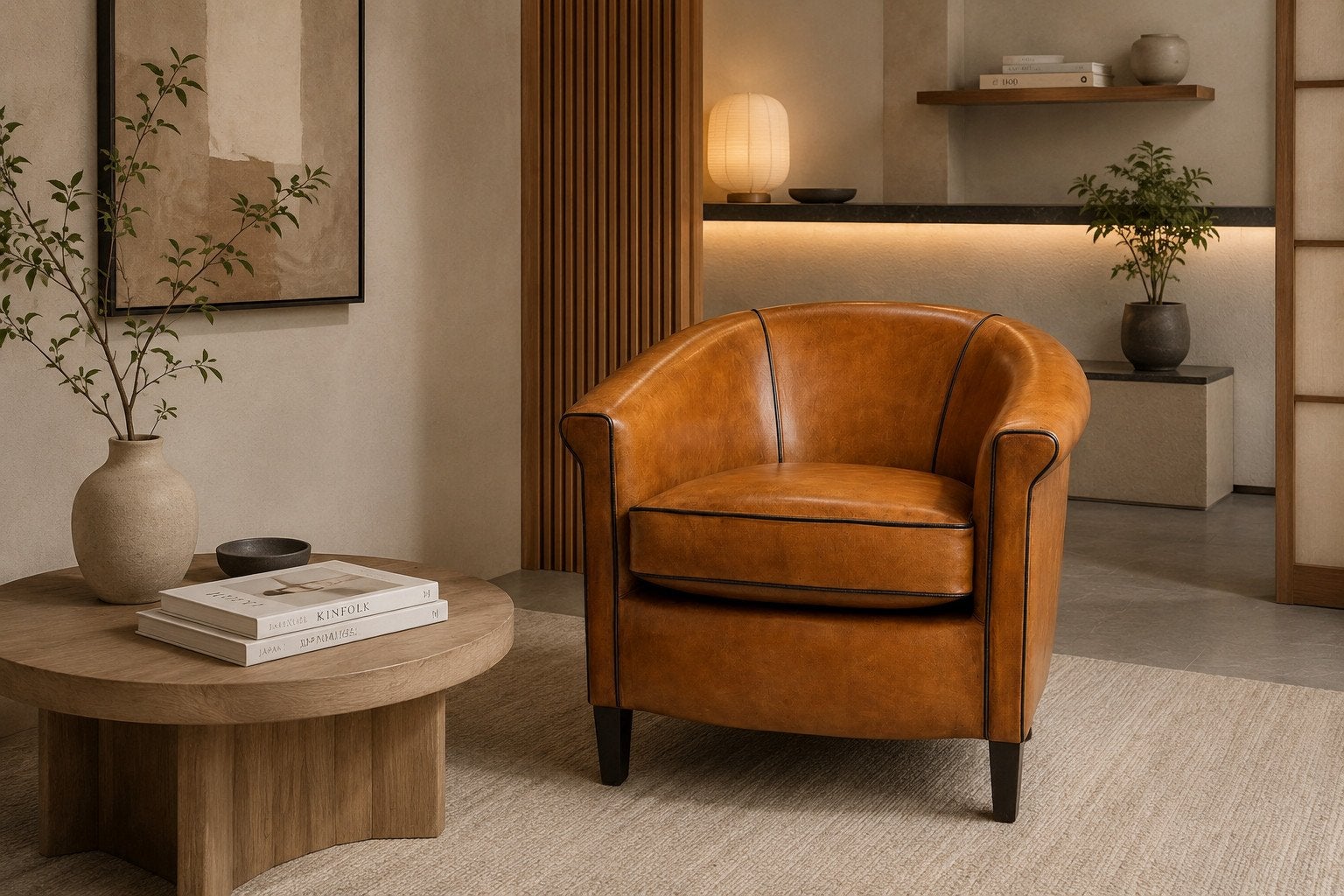 SCHAPENLEREN ART DECO 'OLDHAM' FAUTEUIL COGNAC CHESTERFIELD, Ophalen of Verzenden, Nieuw, 75 tot 100 cm