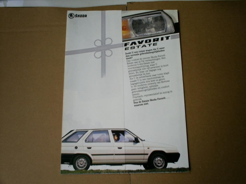 Skoda Favorit Estate 1990 / 1991 2 pag., Verzenden, Zo goed als nieuw, Overige merken