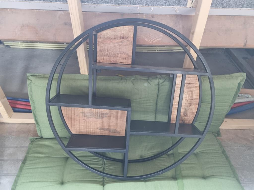 Rond wandrek metaal en hout - 80cm diameter, Ophalen, Zo goed als nieuw
