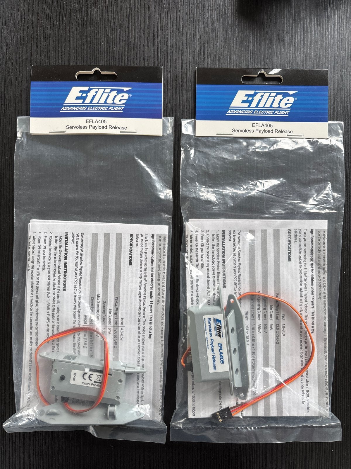 E-flite EFLA405 Servoless Payload Release (2 stuks), Overige merken, Nieuw, Ophalen of Verzenden, Groter dan 1:72