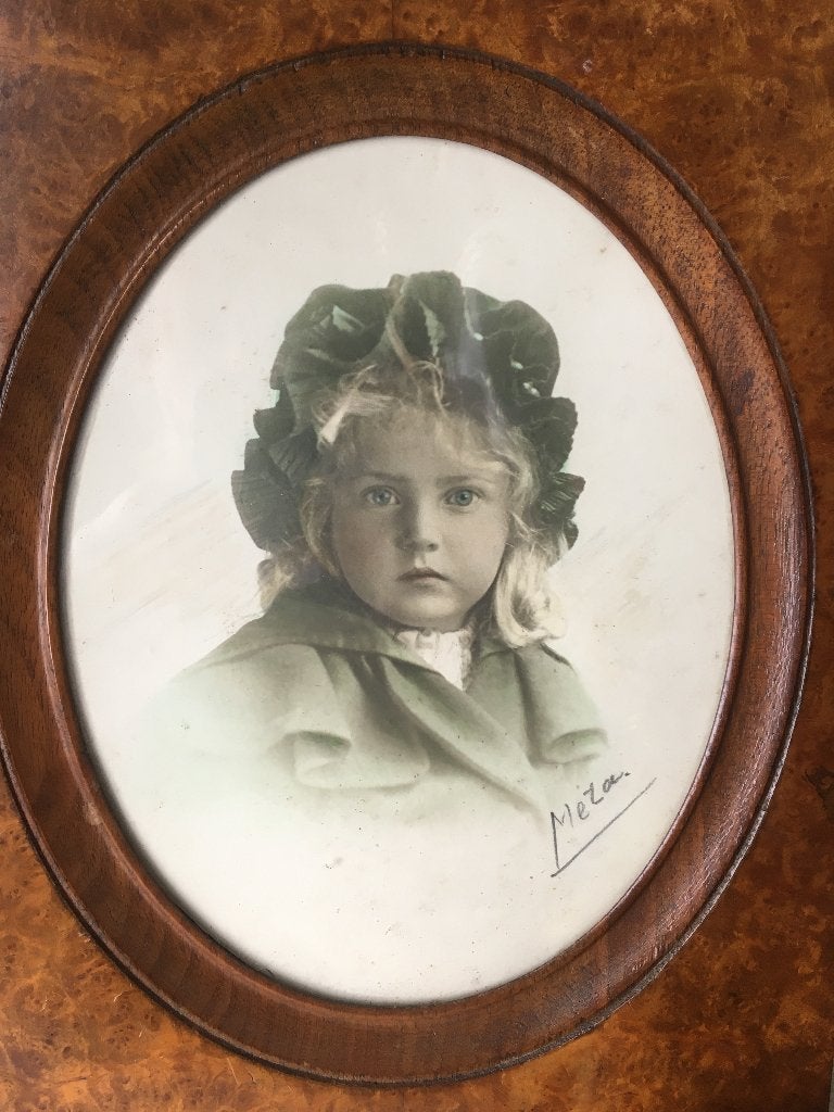 Oud lijstje met portret kind, Ophalen of Verzenden