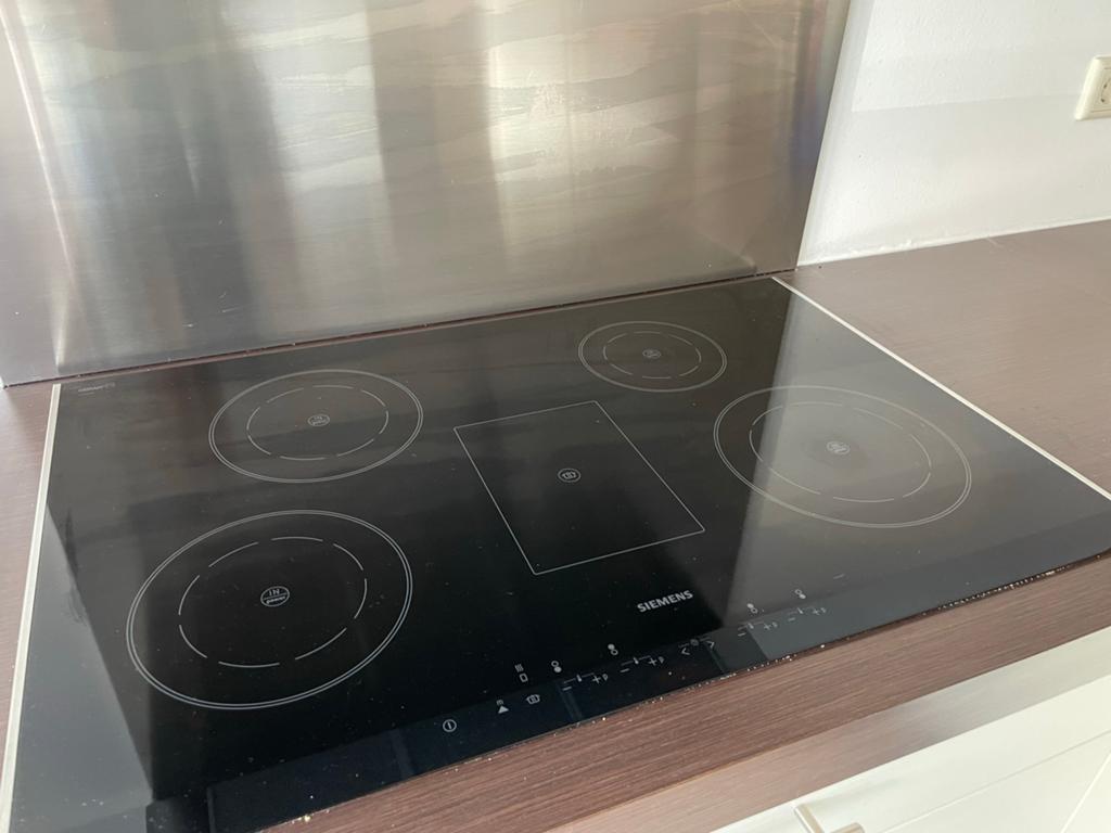 Siemens Inductiekookplaat 80cm met Afzuigkap 90cm en RVS pla, Witgoed en Apparatuur, Ophalen, Gebruikt, 60 cm of meer, 4 kookzones