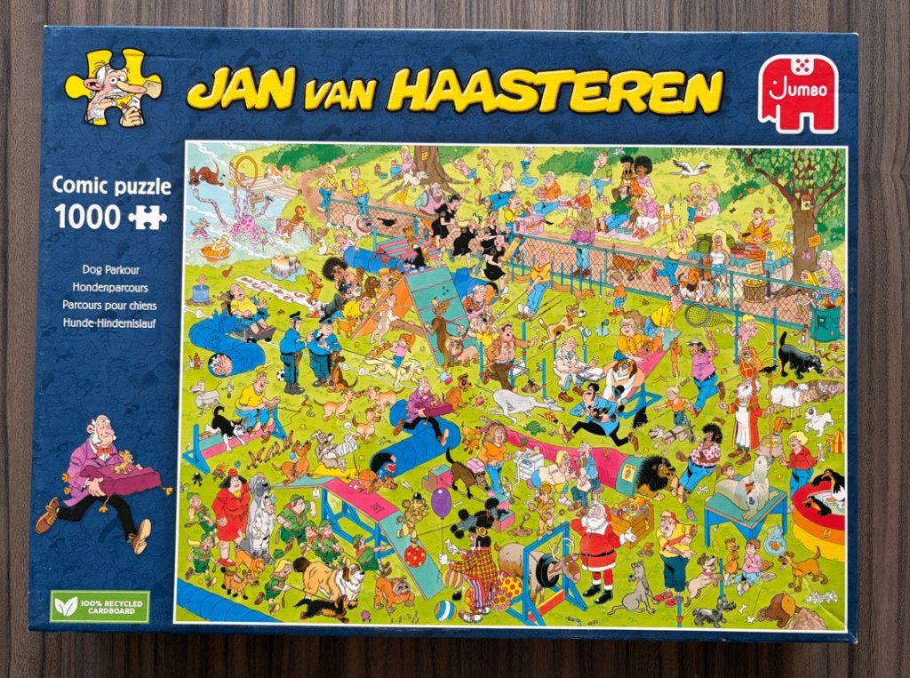 Jan van Haasteren - Hondenparcours - 1000 stukjes, Ophalen of Verzenden, 500 t/m 1500 stukjes, Zo goed als nieuw