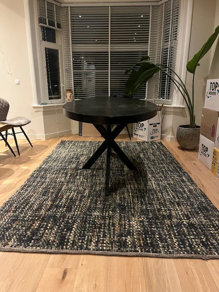 Handgeweven wollen vloerkleed (190 x 280 cm), Ophalen, Gebruikt, 200 cm of meer, Groen