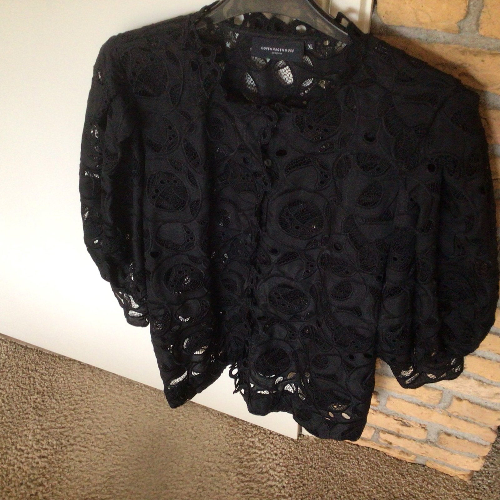 Copenhagen Muse Zwarte Kanten Blouse XL, Ophalen of Verzenden, Zo goed als nieuw, Maat 46/48 (XL) of groter, Zwart