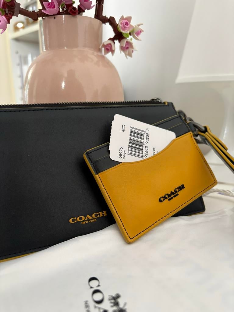 Coach portemonnee zwart met geel, Sieraden, Tassen en Uiterlijk, Portemonnees, Ophalen of Verzenden, Nieuw, Zwart, Overige merken